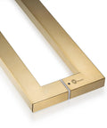 Push Pull Door Handle 12 Inch Satin Gold Stainless Steel 304 Heavy Duty For Solid Wood Glass And Metal Doors Square Rectangle Shape With 1.2mm Wall Thickness 4.6mm Engagement And Hex Socket Set Screws, close-up