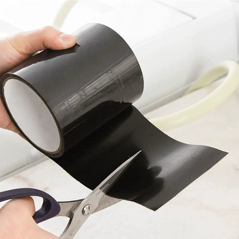 Cutting Heavy Duty Waterproof Repair Tape For Leaks And Cracks, Tough As Nails PVC Adhesive Sealant, flexible, 4 Inch by 59 Inch, Black.