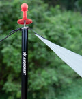 Beefy Heavy Duty Tent Poles for Tarp 90 Inch Set Thick 25mm Diameter with red cap holding tarp, outdoor use.