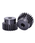 Heavy Duty Gear Pinion and Spur Gear Set in Black Finish Built To Last, 1M Teeth Options, showing 8mm bore detail, black finish