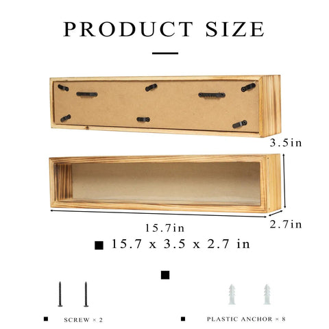 Solid Wood Golf Ball Display Case Shadow Box Wall Rack With Glass Window 15.7 X 3.5 X 2.7 Inches product dimensions view