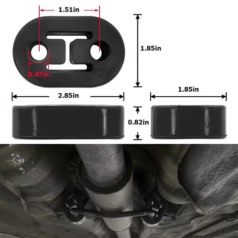Car Exhaust Hanger 4 Pack Rubber Insulator Bushing Mount With 2 Holes Zero Point Four Seven Inch 12mm, diagram and installation.