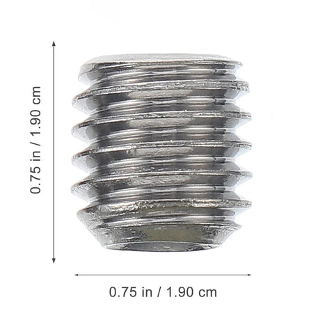 Close-up of a single stainless steel screw with dimensions, part of the Industrial Grade 300-Piece M3 To M8 304 Stainless Steel Hex Socket Set Screws With Oval Cup Point Internal Drive, Pro Grade Screw Assortment Kit For Industrial And Mechanical Projects.