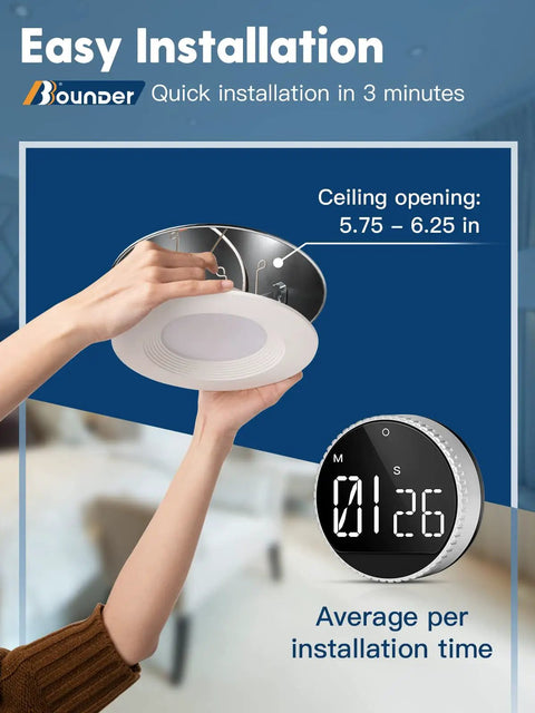 Hands installing 12 Pack 5/6 Inch LED Recessed Downlights With Baffle Trim, Dimmable, 4000K Cool White, time shown as 1:26