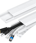 Ultimate TV Cord Hider Kit For Wall Mounted TVs, 62.8 Inch PVC Cable Concealer showing cables inside white raceway.