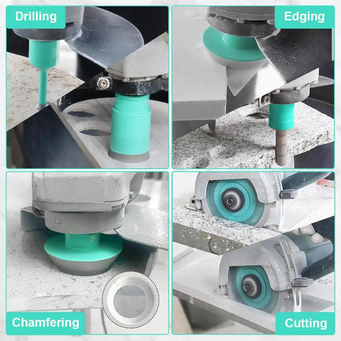 Badass Heavy Duty 11 Piece Tile Hole Saw Kit For 6 To 65 MM Holes Includes 4.5 Inch Diamond Cutting Disc Wheel during drilling and edging