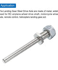 Pack Of 3 Beefy Steel Landing Gear Axles For RC Planes, 0.2 Inch Diameter By 2.4 Inch Length, shown with nut and thread