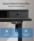 Klicelor 48X23 Inch Electric Standing Desk With Drawers Adjustable Height Smart hand controller with height display.