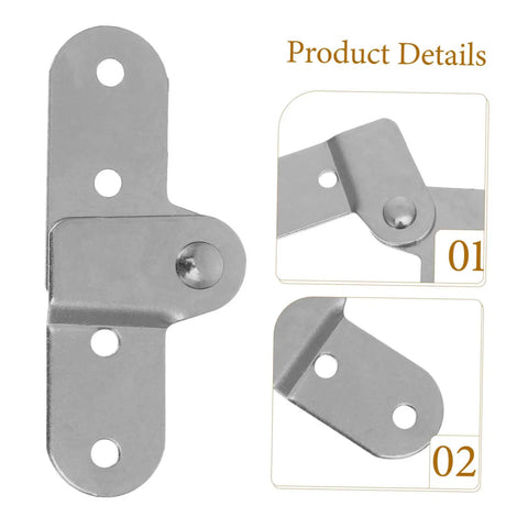 4-Piece Folding Table Hinges Kit For 180-Degree Beefed-Up Heavy-Duty Attic Ladder And Folding Furniture Repairs Chicken-Mouth Shape Hardware Easy Install Replacement For Pull-Down Stairs And Foldable Tables, silver iron hinge close-up