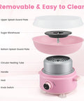 Exploded view of Mini 400W Cotton Candy Maker For Home Use With 10 Reusable Sticks Sugar Scoop Anti Slip Base And Detachable Splatter Guard
