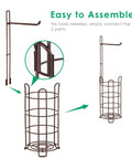 Must Have Bronze Standing Toilet Paper Holder And Dispenser With Mega Roll Capacity shown disassembled and assembled