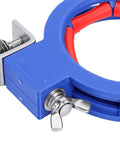 3 Pack 65mm Cable Tray Pulling Rollers Dark Blue Screw In Wire Guide Pulleys For Easy Tray Setup And Quick Wire Routing Smooth Rotation With Red Axle Wire Protection Durable And Versatile, close-up of screw-in clamp and axle