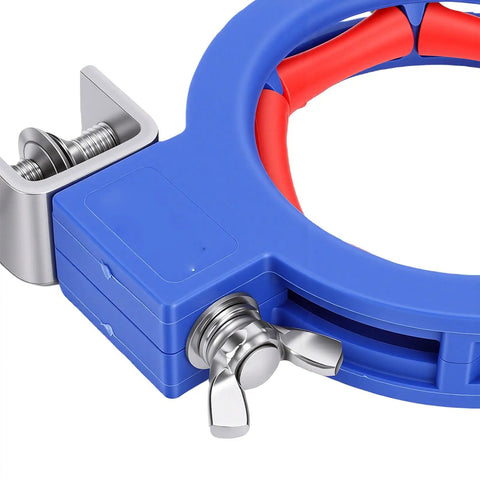 3 Pack 65mm Cable Tray Pulling Rollers Dark Blue Screw In Wire Guide Pulleys For Easy Tray Setup And Quick Wire Routing Smooth Rotation With Red Axle Wire Protection Durable And Versatile, close-up of screw-in clamp and axle