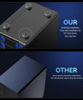 Top view of Sleek 12 Bay Aluminum Hard Drive Enclosure With Rapid Cooling Fan showcasing non-slip feet and tool-less installation.