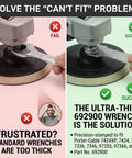 Comparison of wrench fitting for sanders showing success with 692900 Replacement Polisher Wrench for 7424XP 7424 7335 7336 97355 97366