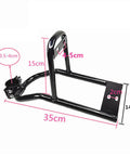 Sturdy Steel Rear Luggage Basket For Electric Scooters, Stays Put Mount Rack With Quick Install, dimensions labeled