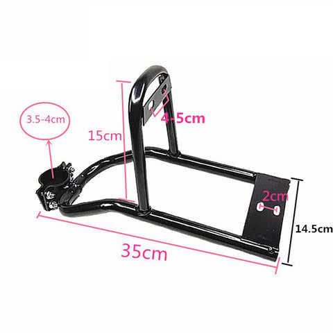 Sturdy Steel Rear Luggage Basket For Electric Scooters, Stays Put Mount Rack With Quick Install, dimensions labeled