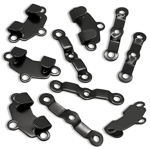 Set of heavy duty sewing hooks and eyes closures for bra trousers skirt repair, rust proof steel, four pack.