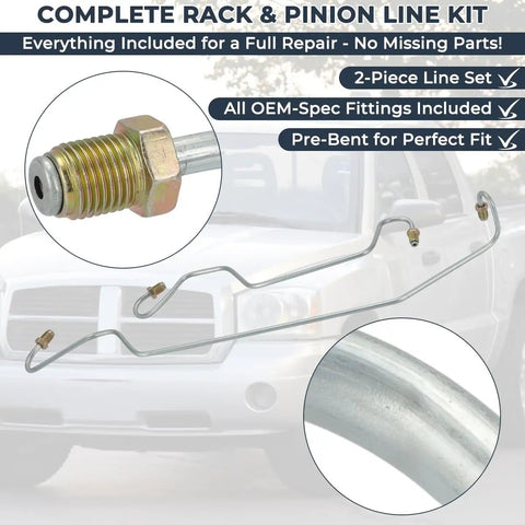 Hard Hydraulic Rack And Pinion Transfer Line Replacement For Dodge Dakota 2005 2010 And Mitsubishi Raider 2006 2009 Durable Steel Build Leak Proof Easy Bolt On Long Lasting Performance For Tough Truck Duty