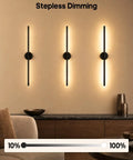 Battery Operated Wall Sconce Set of 2, 3000K & 9RGB Wireless Wall Light displaying on a wall with stepless dimming feature.