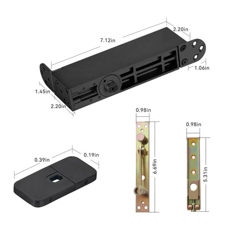 Self Closing Concealed Door Pivot Hinges Heavy Duty Spring Hydraulic 360 Degree Rotation system dimensions image