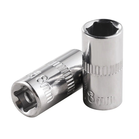 Rock Solid 8mm Socket Set With One Quarter Inch Drive Two Deep Sockets And Two Shallow Sockets 6 Point