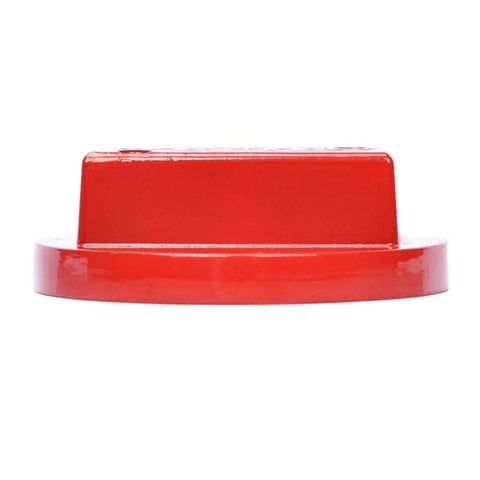 Universal Aluminum Jack Pad Puck Adapter For BMW Mini And Most Vehicles CNC Machined Billet Aluminum With Black Anodized Finish Keeps Rocker Panels From Getting Dinged During Lifts, side view, red finish