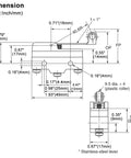 Z-15GW2S-B Micro Switch With Long Hinge Roller Lever Momentary Limit Switch diagram with dimensions and details