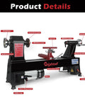 Heavy Duty Badass Benchtop Wood Lathe Machine 12 By 18 Inch 550 Watt 3 4 Horsepower showing tool rest and MT2 drive center.