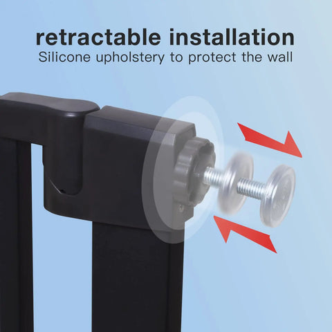 Wide Range Baby And Pet Safety Gate For Doorways And Stairs With 29.5 To 51.5 Inch Width, showing retractable installation feature