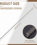 Heavy Duty 304 Stainless Steel Long Compression Extension Spring With 0.5mm Wire And 5mm Outer Diameter, 305mm length, showcasing size and wire diameter.
