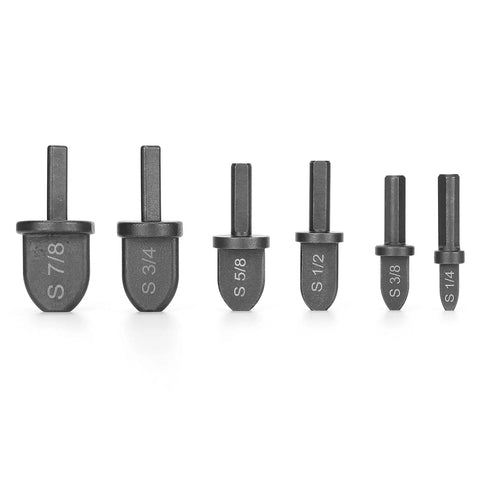 Heavy Duty 6-Piece Pipe Expander Set For Air Con Swaging, precision bearing steel swage dies in various sizes.