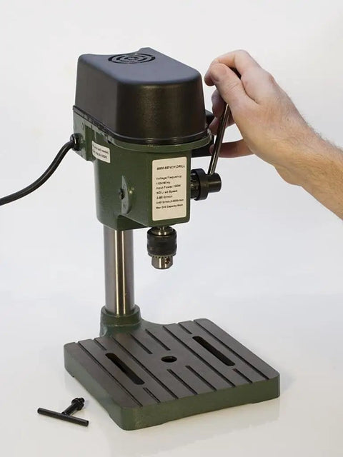 Compact Benchtop Drill Press With Three Speeds 5000, 6500 And 8500 RPM for Precise Drilling, hand adjusting speed dial