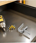 Heavy Duty Double Swing Door Hinge Stainless Steel Self Closing With Sturdy Rotation Mechanism For Wood And Louvre Doors Ideal For Kitchen And Bar Use In Busy Settings, silver hinge on metal surface