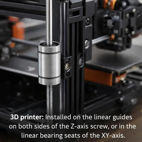 Linear Bearings Set 8x15x24mm Double Sealed For Rock Solid Motion In 3D Printers And CNC Routers 12 Piece Pack 8mm inner diameter linear bearing on 3D printer Z-axis