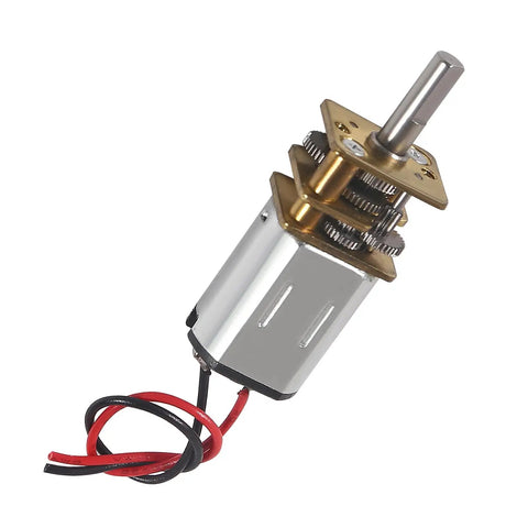 Single Six Pack Compact Three Volt N20 Mini Gear Motor for DIY Projects, Metal Gearbox, 9mm Shaft, 3mm D-Type Shaft, Side View