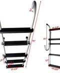 Removable Folding 5 Step Pontoon Boat Ladder With Anodized Aluminum Tubing Built Tough And Holds Up To 300 Lbs Stows Easily On Deck With Rail Mount Clips For Quick Access And Compact Storage. 55-inch 5-step folding pontoon boat ladder, anodized aluminum, rail mount clips