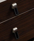 Close-up of kitchen cabinets with Walnut Wood Grain Vinyl Wallpaper Peel And Stick Dark Brown Thick Texture Adhesive Contact Paper.