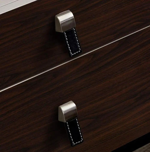 Close-up of kitchen cabinets with Walnut Wood Grain Vinyl Wallpaper Peel And Stick Dark Brown Thick Texture Adhesive Contact Paper.