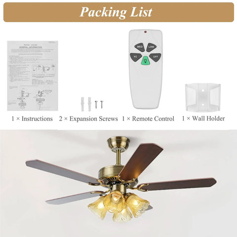Remote Control Replacement FAN 53T For Ceiling Fans Works With FAN28R Or FAN18R Receivers Only 3 Speed Options Built In Light Dimmer 303.9 MHz Easy Mount Holder Setup Remote Unit Only