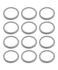 12 Pack Five Thirty Second Inch Caged Bicycle Headset Ball Bearing Set For One And One Eighth Inch Headsets, silver rings arranged