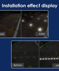 Before and after installation of Ultra Bright Reflective Driveway Markers 4 Inch By 4 Inch 40 Pack Road Reflectors at night