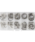 Durable 304 Stainless Steel External Circlip Kit With 100 Pcs Assortment Of 8 To 18mm Shaft C Type Snap Rings Retaining Clips
