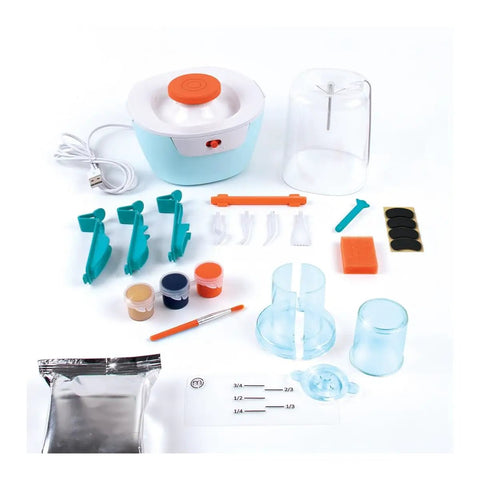 Awesome Mini Pottery Studio Kit For Kids 8 And Up showing 26 piece air dry clay set with centering tool and accessories