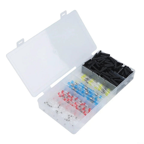 Rock Solid 420 Pc Solder Seal Wire Connector Kit With Heat Shrink Butt Terminals For Marine Auto And Home Electrical Wiring Projects Plus Color Coded Sleeves And Black Tubing For Watertight Seals, open organizer case