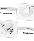 Close-up of adjustable aluminum alloy bike chain tensioner tool showing details for easy adjustment and durability.