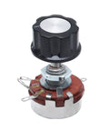 Rotary Potentiometer 4.7K Ohm 2W Linear Taper With A03 Control Knob Shaft Wirewound Carbon Film Potentiometer close-up