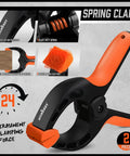 Straight Up Badass Six Piece Wood Clamping Kit Featuring Quick Release Bar Grips And Heavy Duty Spring Tools For Knockout Craft Projects With A Solid One Hundred Fifty Pound Hold That Keeps Your Hardwood Boards Locked Tight Daily, displaying a spring clamp with nylon material and heavy duty spring.