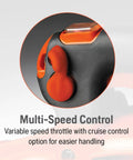 Close-up of multi-speed control on Gas Leaf Blower Vacuum Kit With Mulcher And Vac Bag 28cc 1.1HP 2 Cycle Handheld Blower.