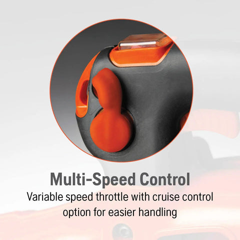 Close-up of multi-speed control on Gas Leaf Blower Vacuum Kit With Mulcher And Vac Bag 28cc 1.1HP 2 Cycle Handheld Blower.